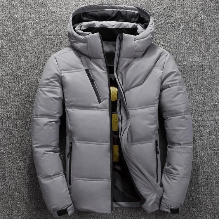 Down Jacket Men s Short Thickened New Style Handsome Green Trendy Loose White Duck Down Hooded Jacket M