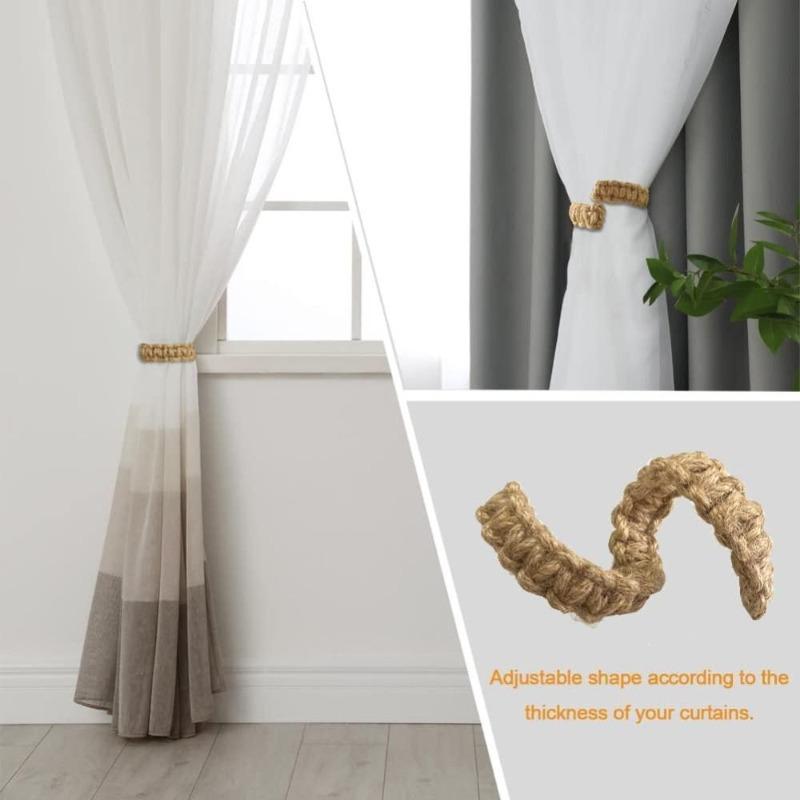 [Hand-Woven Hemp Rope Bracket] Hand-Woven Hemp Rope Curtain Tether -Storage Bracket for Bedroom Home Decoration Accessories