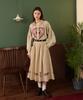 Eoboneoseu Ornament Print Midi Skirt [Beige]