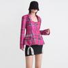 Women's Spring 2025 Korean Square Collar Diamond Backless Suit Jacket