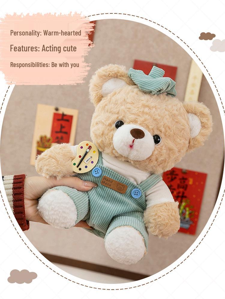 Painter Series Teddy Bear & Rabbit Plush Toy - Cute Doll Gift for Girls' Birthdays
