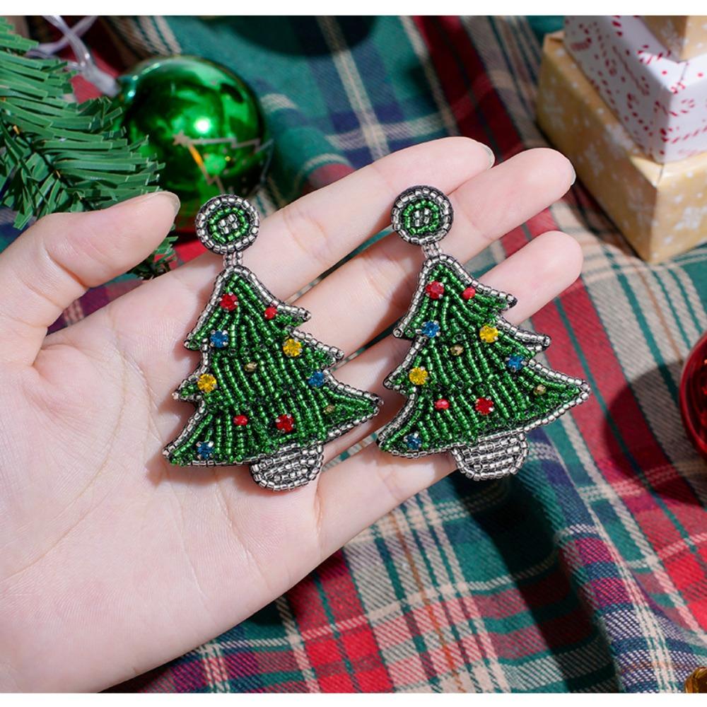 Santa Claus Merry Christmas Earrings Xmas Boots Ear Stud Handmade Beaded Ear Drop  New Year