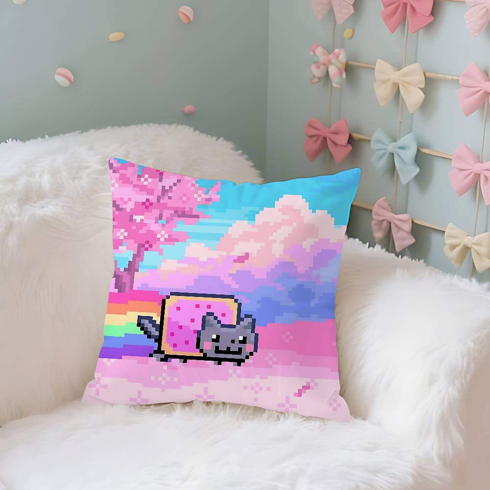 Cute NNyan Cats ART Maker Case Plush Fabric Soft Pillowcase Double Sided Print Cushion Cover Household Gifts