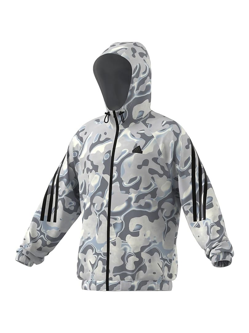 

Мужская худи на молнии по всей длине Adidas DTZ91 Future Icon с принтом по всей поверхности, белая/не совсем белая (ИБ6124), Дж/Л