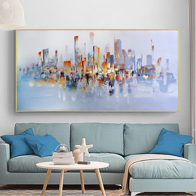 RELIABLI ART Abstract City Building Landscape Posters Home Wall Canvas Paintings For Cuadros Living Room Decor Pictures No Frame