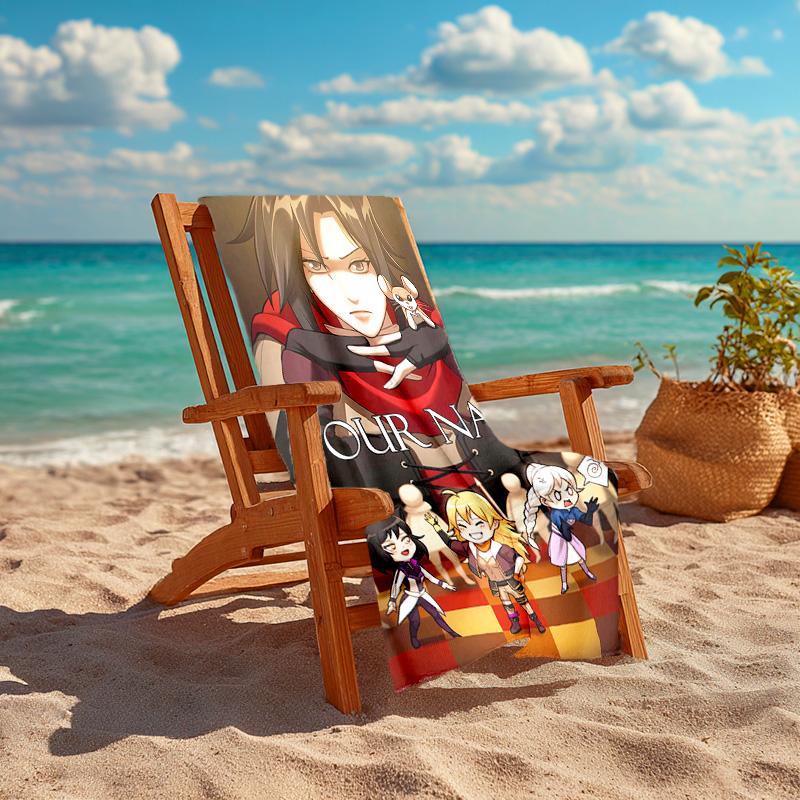 Personalisiertes, maßgeschneidertes Strandtuch mit RWBY Volume-Muster - weich, saugfähig, schnell trocknend, perfekt für Schwimmen, Camping & Baden