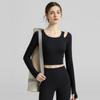 Women's Slim Fit Yoga Top with Built-in Bra - Long Sleeve for Autumn & Winter Fitness, Running, and Pilates