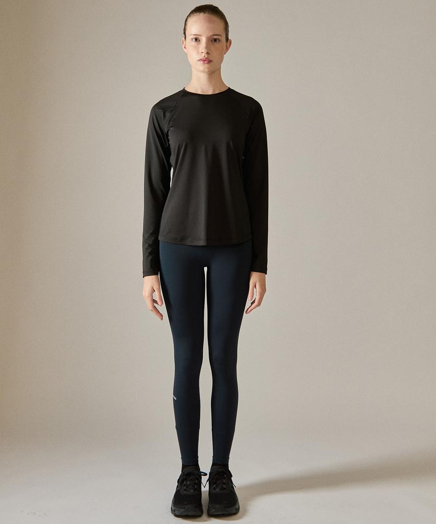 BASIC HOUSE Women'S Cool Functional Air Dry Raglan Long Sleeve Tee Black Lzts3210