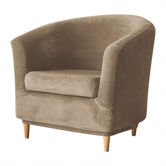 Club Armchair Cover, Velvet, Beige, Cappuccino