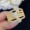 CAOSHI Shining Gold Color/Silver Color Party Ring Elegant Accessories Daily Wearable Classic Cubic Zirconia Jewelry for Women