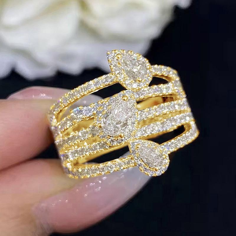 

CAOSHI Shining Gold Color/Copper Color Party Ring Elegant Accessories Daily Wearable Classic Cubic Zirconia Zircon for Women 10