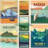 Oceania Cities Travel Poster Canvas Printing Traveling Wall Art Picture New Zealand Sydney Fiji  Cities Travel Wall Decor Gift