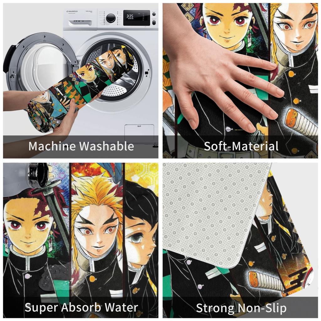 Kimestu No Yaiba Demon Slayer Fußmatte Rutschfest Innen Schnelltrocknend Fußabtreter Boden Badezimmer Eingang Teppich