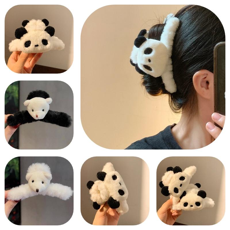 Cute Panda Plush Hair Clip Handcrafted Cartoon Clip For Women's Hairstyles