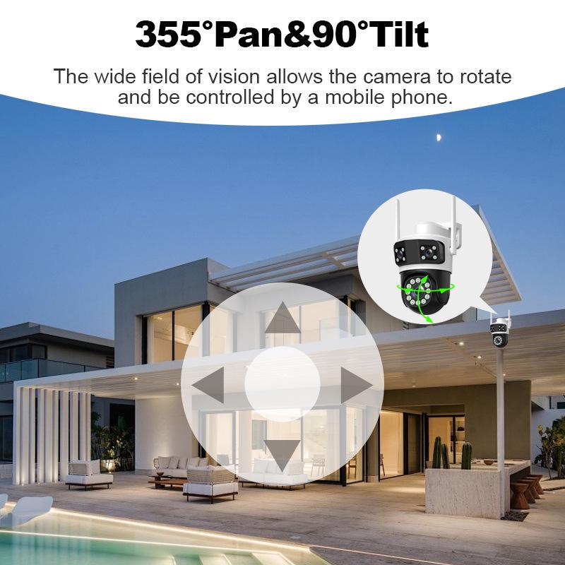 4G Wireless 3-Lens 3K Outdoor Home Security Camera, 6MP WiFi Network