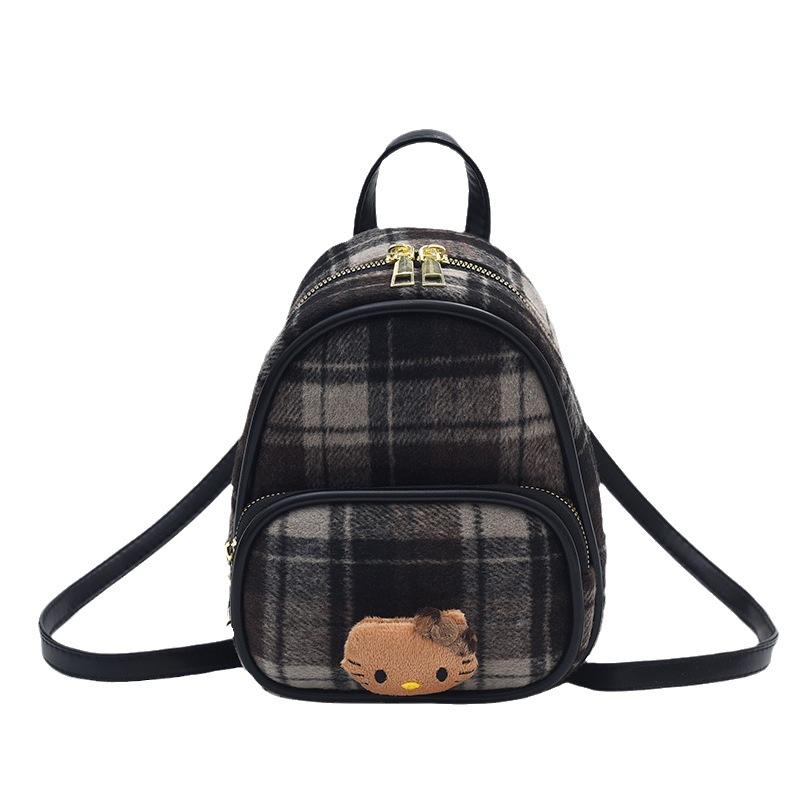 2025 geantă nouă de lână pentru femei, mini geantă de umăr, geantă de mână la modă, versatilă, cu carouri, rucsac de navetă