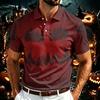 Men's Halloween Print Polo Shirt Lightweight Mesh Breathable Short Sleeve Top with Collar Button Down Front for Casual Wear