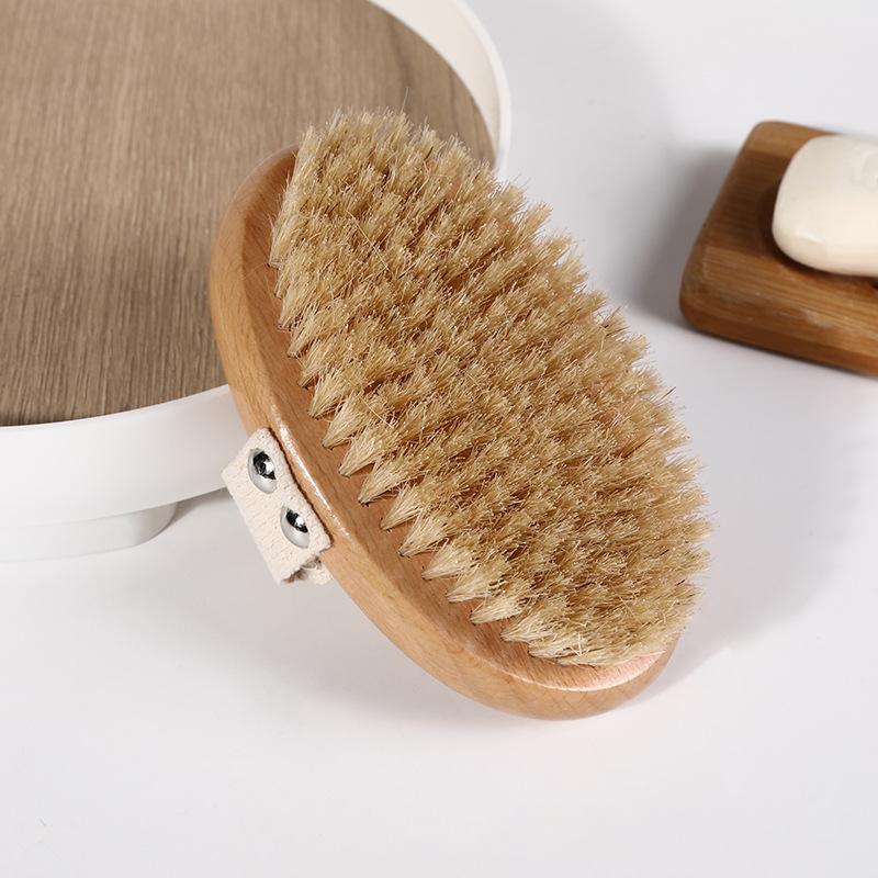 Natural Bristle Brush Soft Wet Dry Skin Body SPA Brush Bath Massager