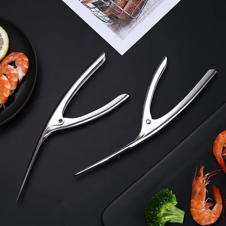 1/2Pcs Shrimp Peeler Stainless Steel Prawn Portable Shrimp Deveiner Tool Peelers Crayfish Cleaning Tool for Easy Prawn Deveining