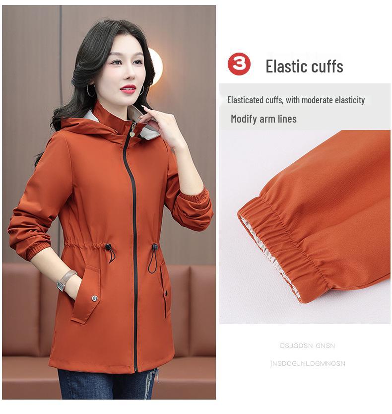 2025 New Women's Mid-Length Slimming Trench Coat, Belly-Covering, Double-Sided Wear, Short Jacket