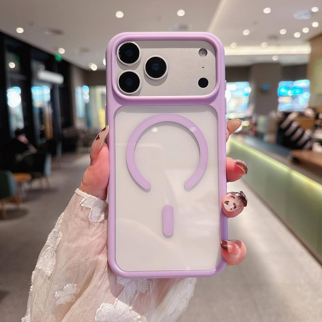 For Apple 17 Pro Max Magnetic Charging Transparent Phone Case N52 Strong Magnetic Ultra-Thin Frosted Edge