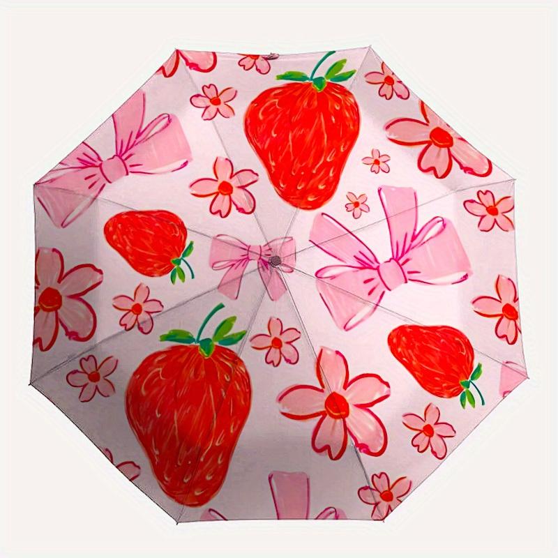 

1pc Strawberry Pattern Automatic Open/Close Umbrella, Portable Folding umbrella for Everyday Use yy250826048