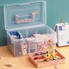 Storage Box Handheld Portable Double Layer Storage Box Transparent Multifunctional Outdoor Storage and Organisation Box
