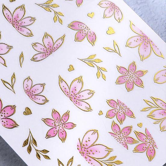 Floral Nail Art Stickers Self-adhesive Spring Summer Flower Pattern Women Manicure Decoration Decals Home Salon DIY Nail Supplies
