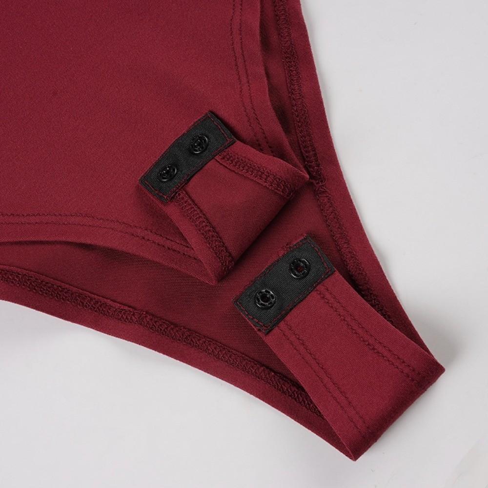 V Neck Slim Crop Tops Sweet Skinny Bodysuit Chic Bottoming Top  Streetwear