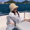 Design Seam Black Thread Hand-woven Big-brimmed Straw Hat Women's Spring and Summer Versatile Sunshade Personalized Casual Sun Hat