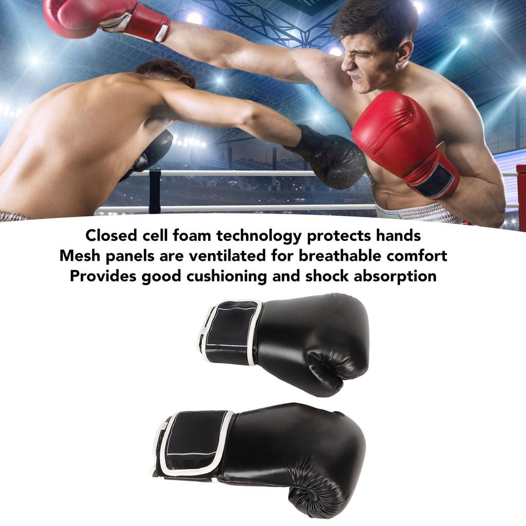 1 Pair Black Adult Fighting Training Boxing Gloves PU Unisex Sandbag Fighting Boxing Gloves