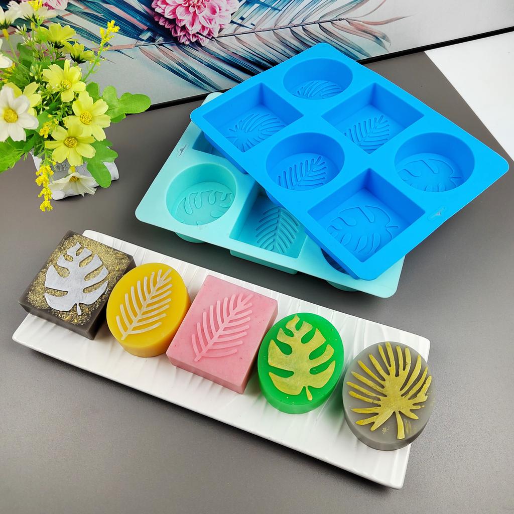 6 Cavity Oval/Square Leaf Shaped Silicone Soap Mold DIY Handmade Essential Oil Soap Making Supplies Mould Chocolate Cake Molds