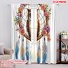 2D Flachdruck 2 Stück Gardinen Vorhänge Eule Traumfänger mit Blumen Digital Bedruckte Polyester Vorhänge Festliche Vorhänge Perfekt für