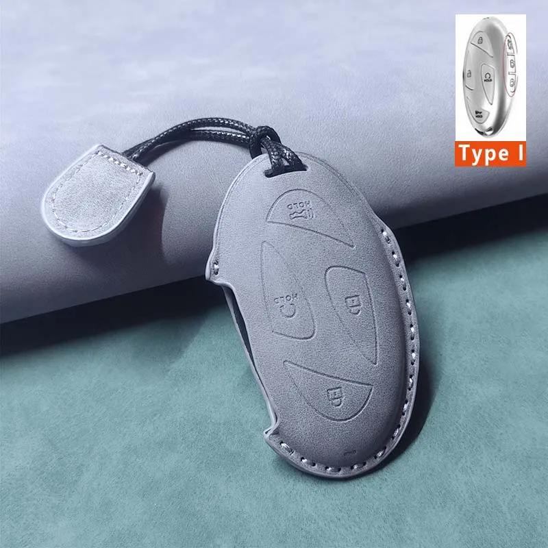 Housse de boîtier de clé intelligente pour voiture pour Hyundai Grandeur GN7 Kona Ev 2023 Ionic 6 5/7 Boutons Porte-clés en cuir Accessoires de Protection Durables