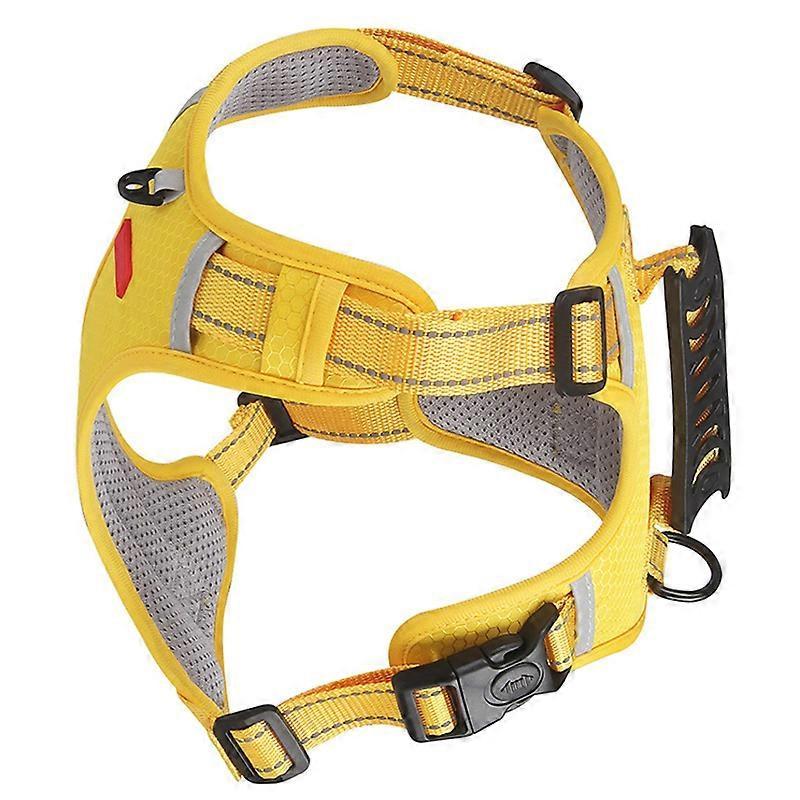 Dog Harness and Leash Safe Explosion Proof Reflective Double Protection Dog Training Harness Set with Pet Tag Yellow Yellow L