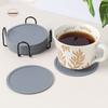 12Pcs 10cm Diameter Silicone Coasters Heat Resistant Non-Slip Base Drink Coasters Round Shape Metal Rack Cup Mats