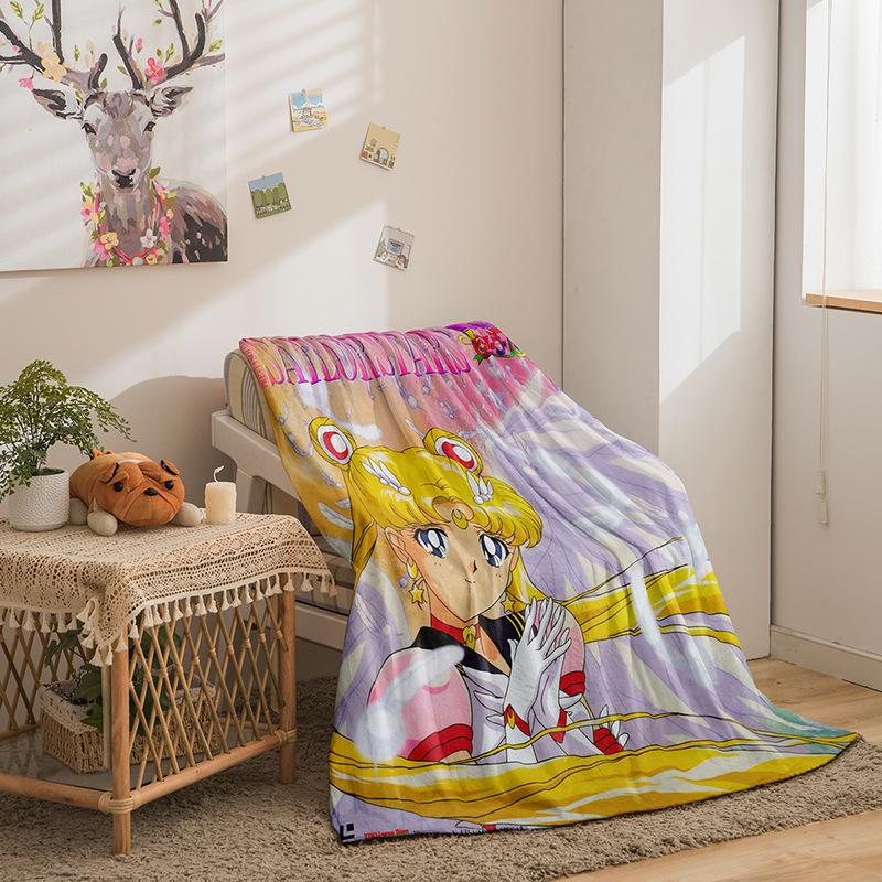 Cartoon Beautiful Girl War Series Double-Sided Flannel 3D Digital Printing Blanket, Blanket