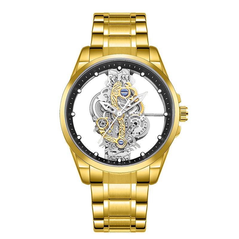 

Двусторонние прозрачные полые мужские часы мужские водонепроницаемые светящиеся кварцевые часы мужские часы