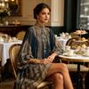 Lantern Sleeve Dress Boho Floral Print High Neck Irregular Chiffon Mini for Women, Smocked Neckline Long Flowy Party Cocktail Dress, Summer