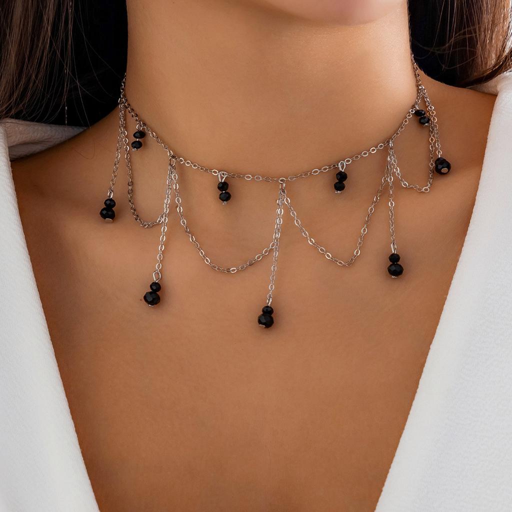 Lolita Lace Collar Vintage Choker Black Gothic Wind Drop Tassel Necklace