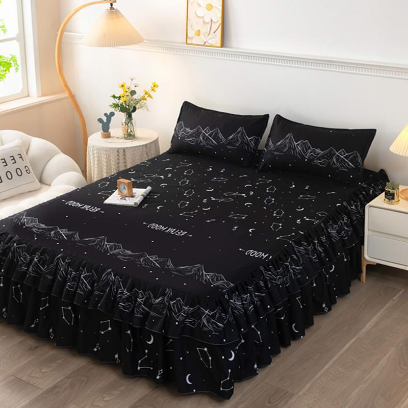 Chambre ménage monobloc ponçage jupe de lit couleur unie doux pour la peau couvre-lit couvre-lit chambre étudiant dortoir draps