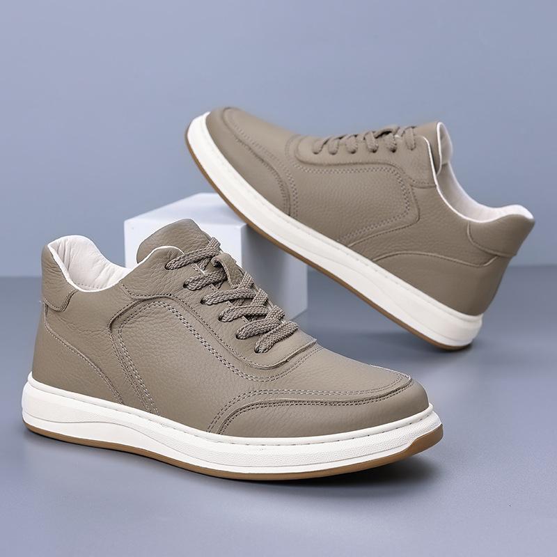 2025 Winter New Men's Cotton Shoes with Genuine Leather and Velvet Warm Casual Shoes