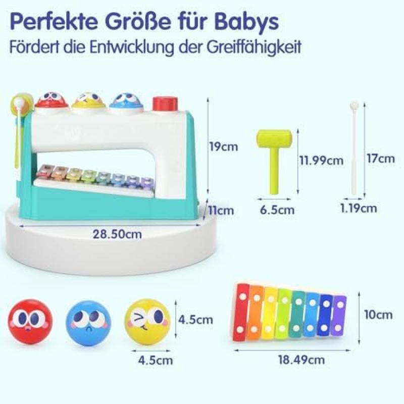 HOLA Toddler Toys 1+ Years, Hammering Xylophone Musical Toy for Boys Girls, 12+ Months Baby Gift, Montessori Educational Toy