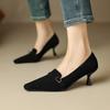 Square head thin heel medium high heels new French retro matte brown versatile single shoes