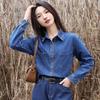 Hong Kong Style Denim Shirt Women's Spring and Fall Inside The Stacking Bottoming Blouse Shirt