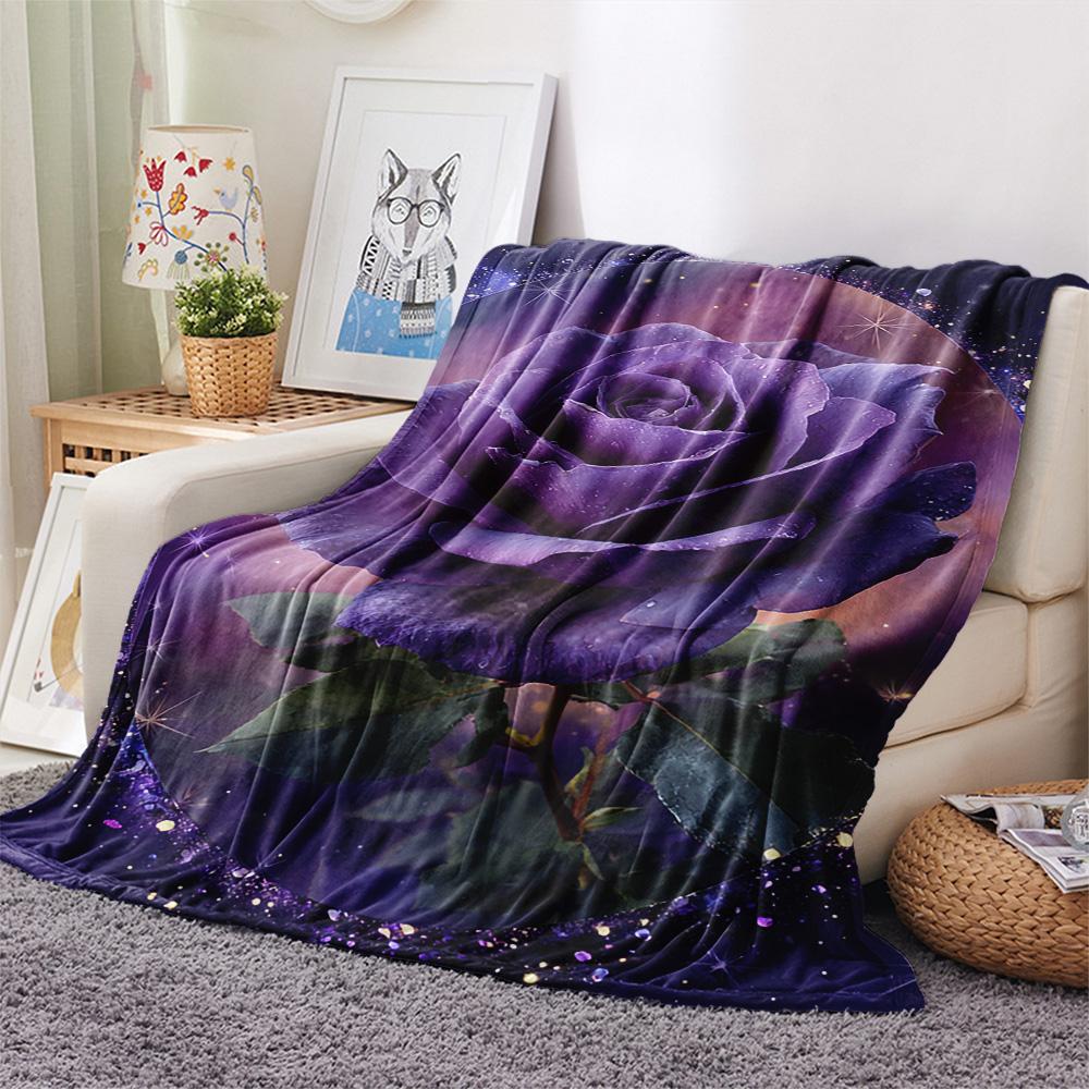 Flower Print Flannel Blanket, High quality Comfortable for All Seasons, Home Decor, Warmth and Comfort, Perfect for Christmas Gifts