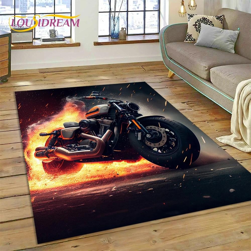 Motocross Modern retro Motorcycle Rug Carpet for Living Room Bedroom Home Decor,Floor Mat Non-slip Decoration for Sofa Doormat