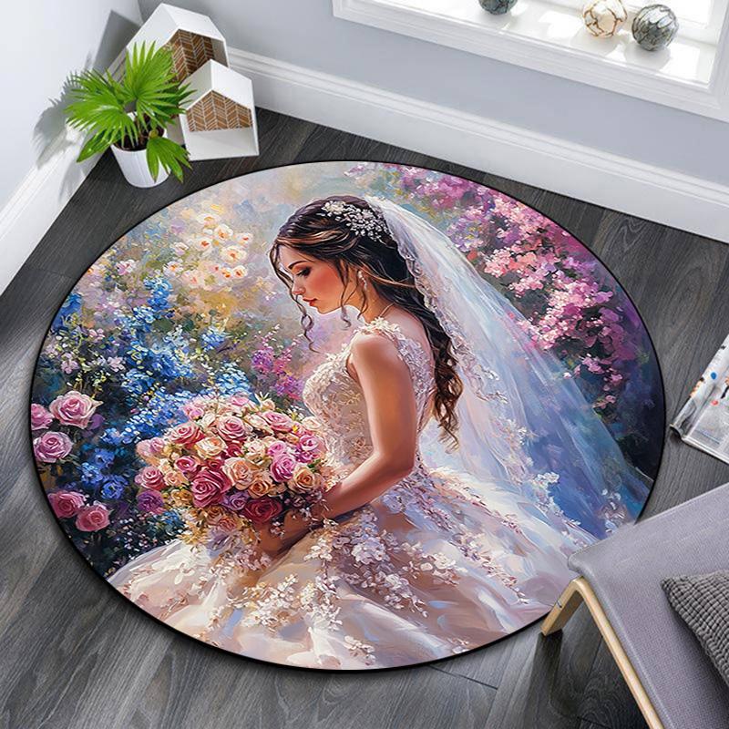 

Flowers Garden Round Area Rug,Carpet Rug for Living Room Bedroom Sofa Playroom Decor,Non-slip Floor Mat 80cmx80cm