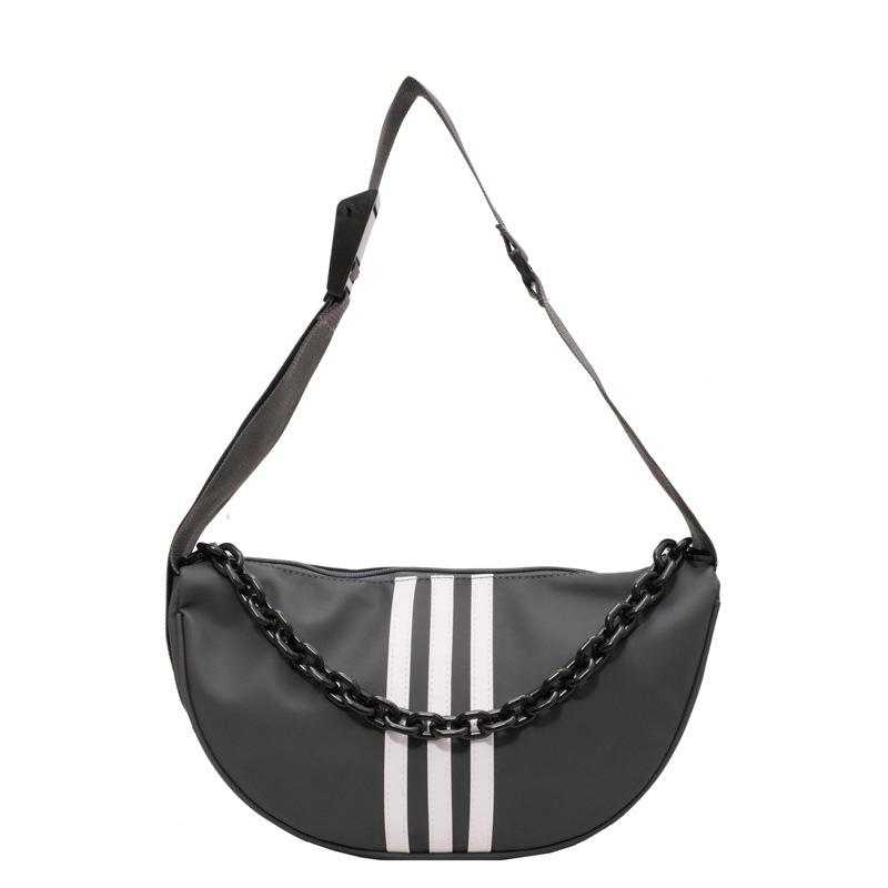 

Простая сумка-тоут Mori, новая корейская версия универсальной сумки-пельменя через плечо на одно плечо, повседневная полосатая сумка большой вместимости серый