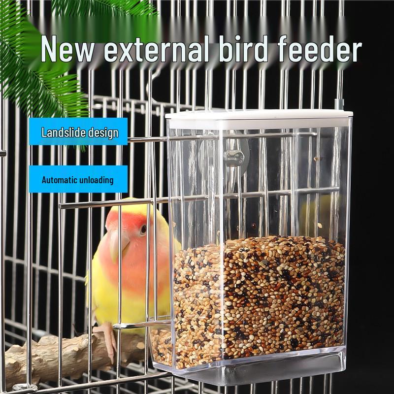 Anti-Spill Automatic Bird Feeder - Transparent, No-Mess Design for Parrots, Budgies, Cockatiels